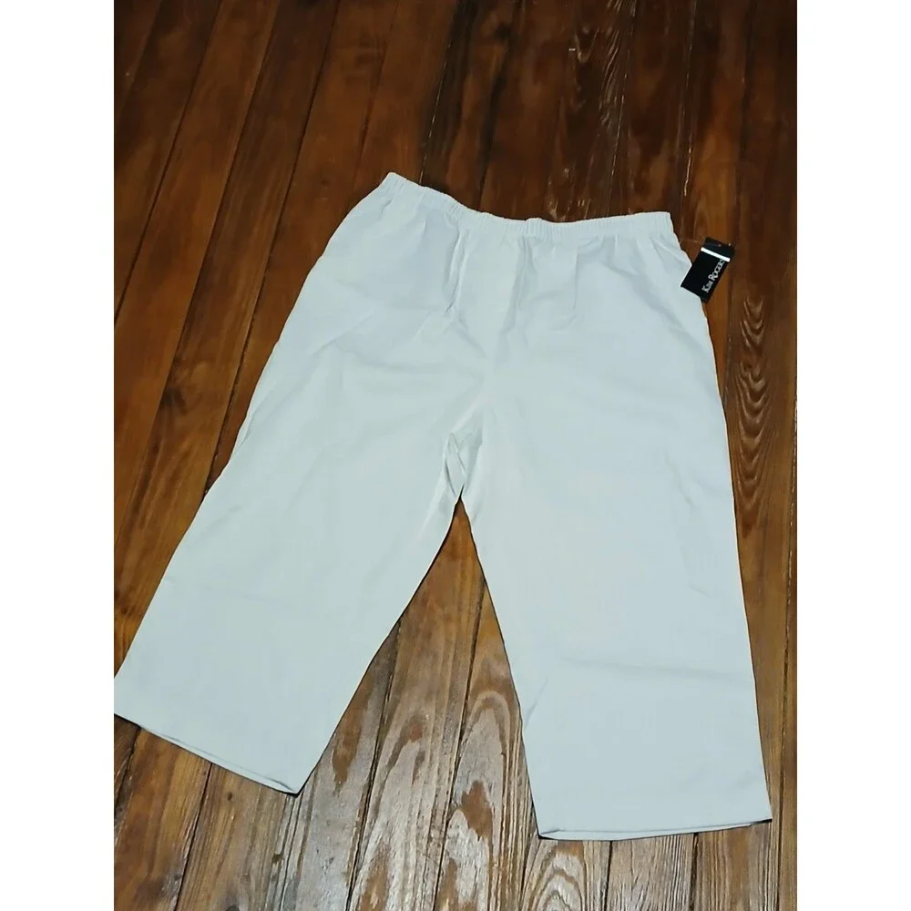 Kim Rogers White Elastic Waistband Comfort Waist Capri Pants 10 NWT - Picture 2 of 8